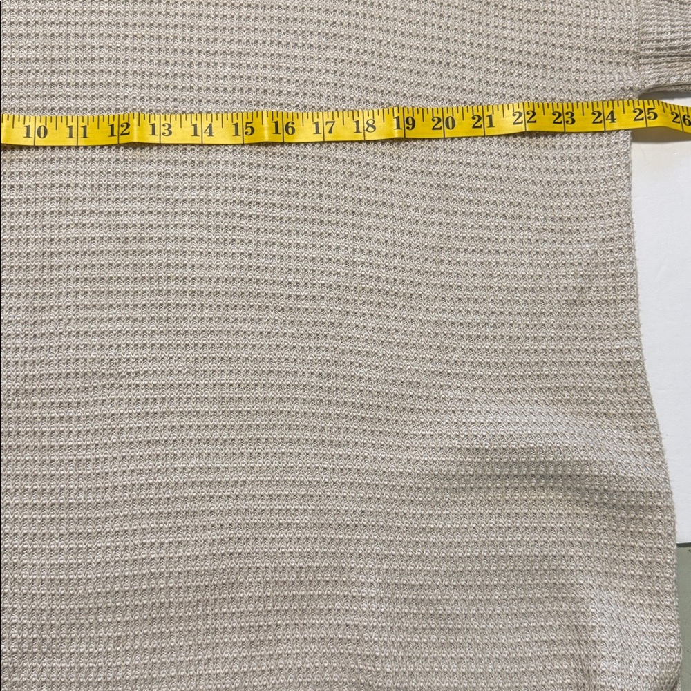 Eileen Fisher Cream Thermal Knit Funnel Neck Organic Cotton Blend Sweater GUC - Picture 11 of 12